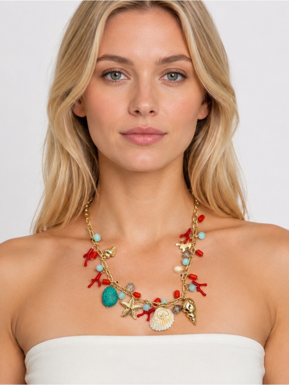 House of Harlow Natural Shell Necklace 17” with 3” Extender, (NIB) New in Box